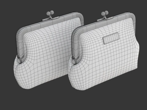 Leather and Fabric Purse 3D Model