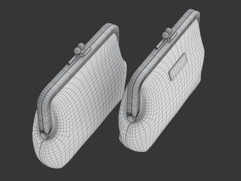 Leather and Fabric Purse Model 3D