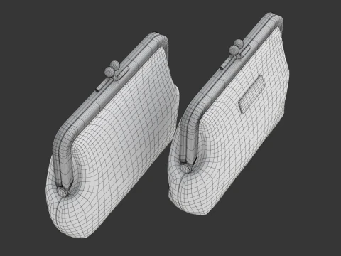 Leather and Fabric Purse 3D Model