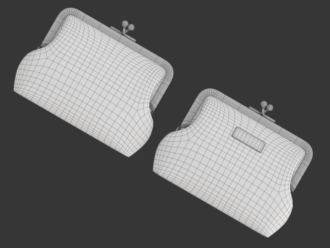 Leather and Fabric Purse Model 3D