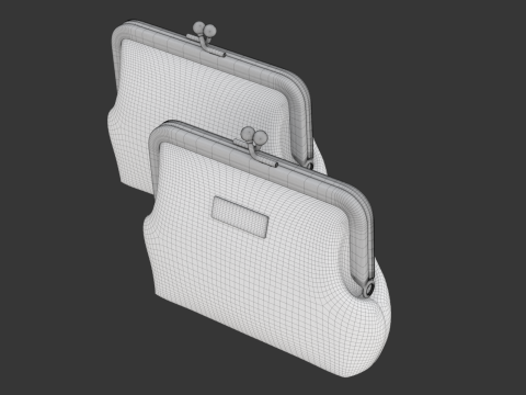 Leather and Fabric Purse Model 3D