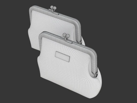 Leather and Fabric Purse 3D Model