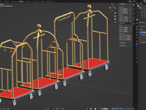 Insieme del carrello dell'hotel Modello 3D