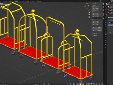 Insieme del carrello dell'hotel Modello 3D
