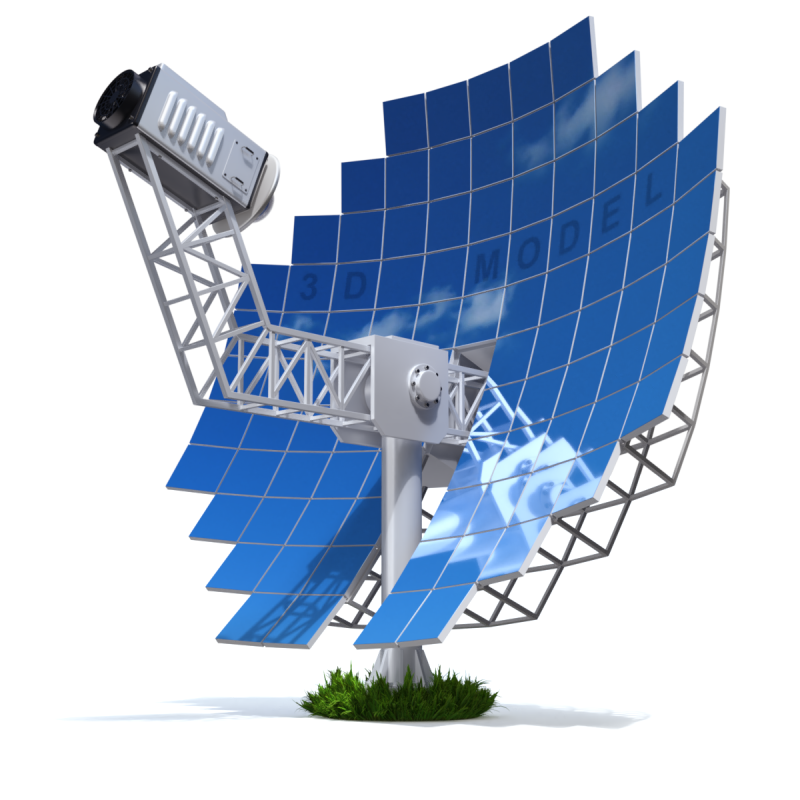 Solar Stirling Engine 3D Model .c4d .max .obj .3ds .fbx .stl .blend 