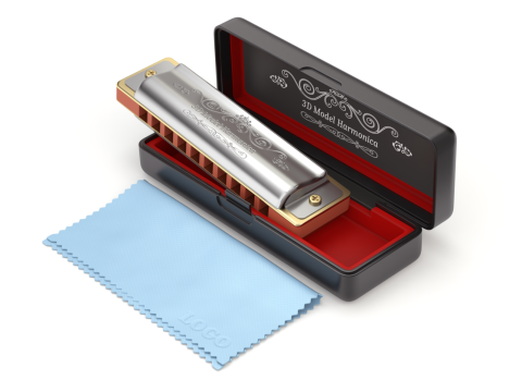 Harmonica with Box 3D-Modell
