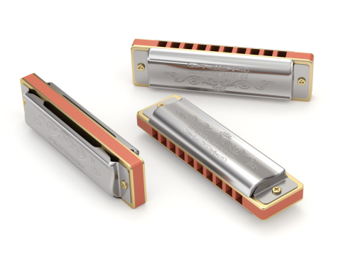 Harmonica with Box 3D Model