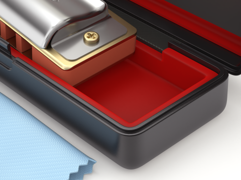Harmonica with Box 3D Model