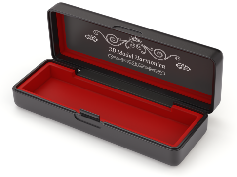 Harmonica with Box 3D Model