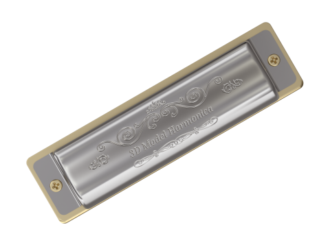 Harmonica with Box 3D Model