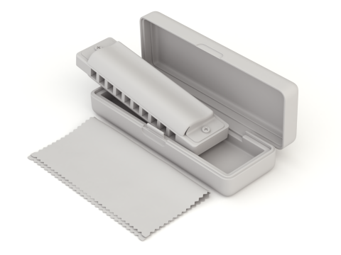 Harmonica with Box 3D Model