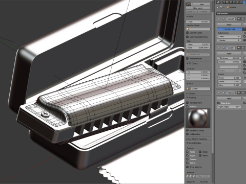 Harmonica with Box 3D Model
