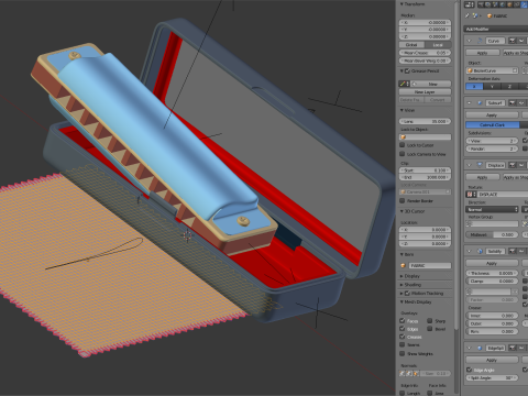 Harmonica with Box 3D Model