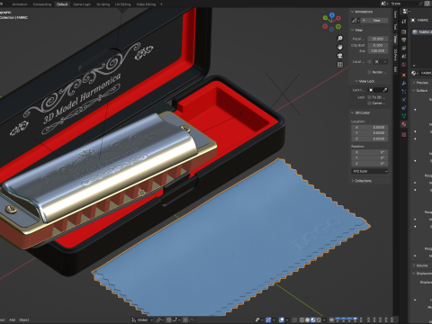 Harmonica with Box 3D Model