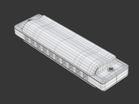 Harmonica with Box 3D Model