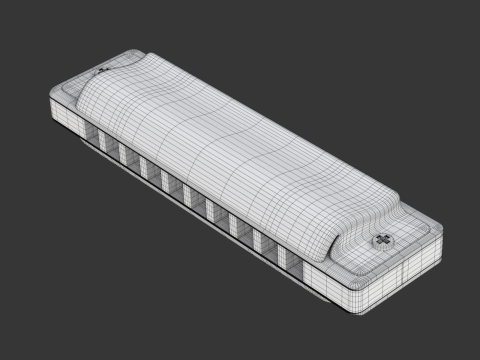 Harmonica with Box 3D Model