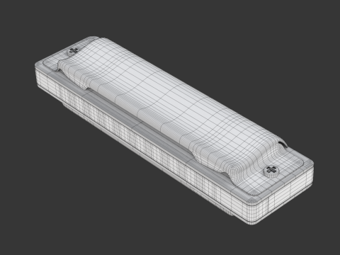 Harmonica with Box 3D Model