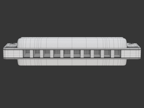 Harmonica with Box 3D Model