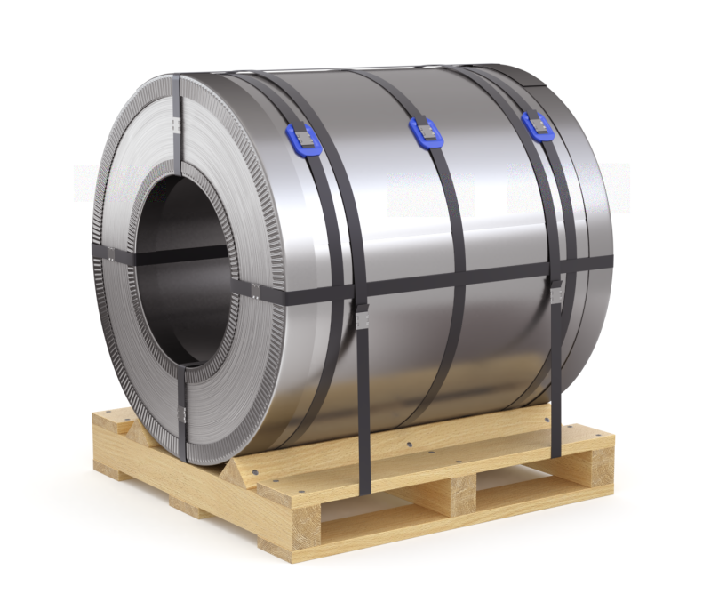 Steel Coil and Wooden Pallet 3D 모델 .c4d .max .obj .3ds .fbx .stl .blend