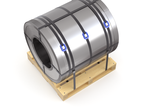 Steel Coil and Wooden Pallet 3D 모델