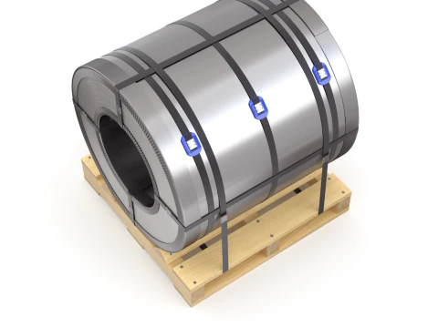 강철 코일 및 목재 팔레트 3D 모델