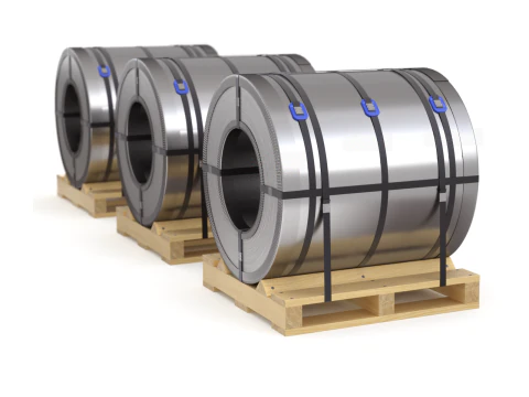 강철 코일 및 목재 팔레트 3D 모델