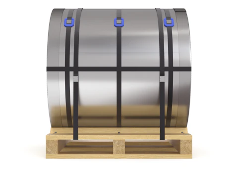 강철 코일 및 목재 팔레트 3D 모델