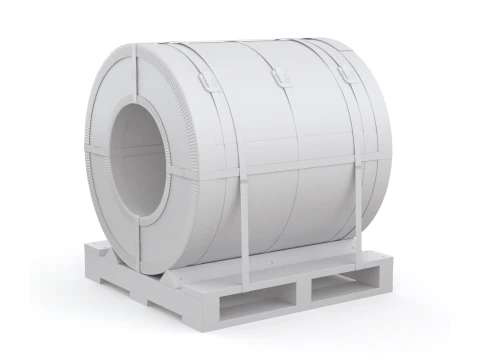 강철 코일 및 목재 팔레트 3D 모델