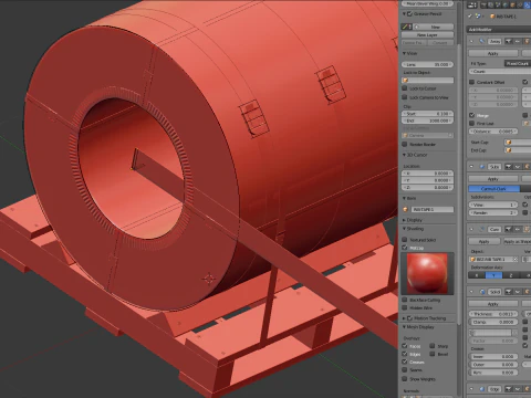 강철 코일 및 목재 팔레트 3D 모델