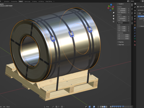 Steel Coil and Wooden Pallet 3D 모델