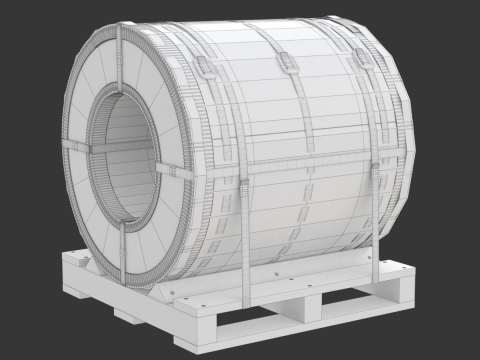 Steel Coil and Wooden Pallet 3D 모델