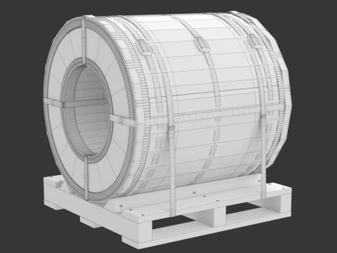 강철 코일 및 목재 팔레트 3D 모델