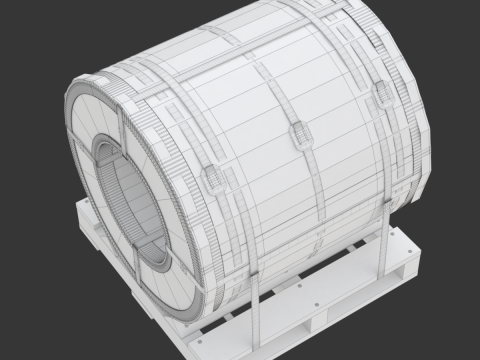 Steel Coil and Wooden Pallet 3D 모델