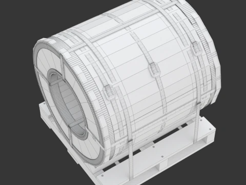강철 코일 및 목재 팔레트 3D 모델