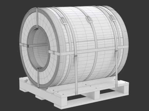 Steel Coil and Wooden Pallet 3D 모델