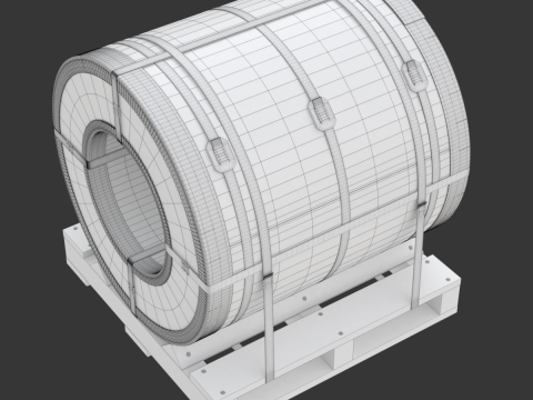 Steel Coil and Wooden Pallet 3D 모델