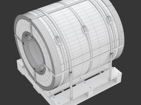 강철 코일 및 목재 팔레트 3D 모델