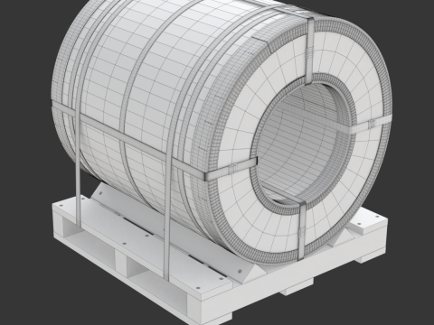 Steel Coil and Wooden Pallet 3D 모델