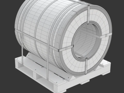 강철 코일 및 목재 팔레트 3D 모델