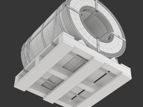 Steel Coil and Wooden Pallet 3D 모델