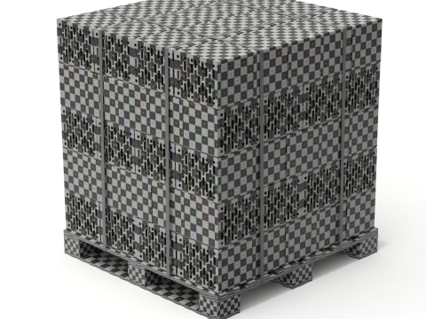 Hollow Clay Blocks and Wooden Pallet 3D Model