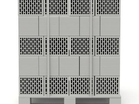 Hollow Clay Blocks and Wooden Pallet 3D Model