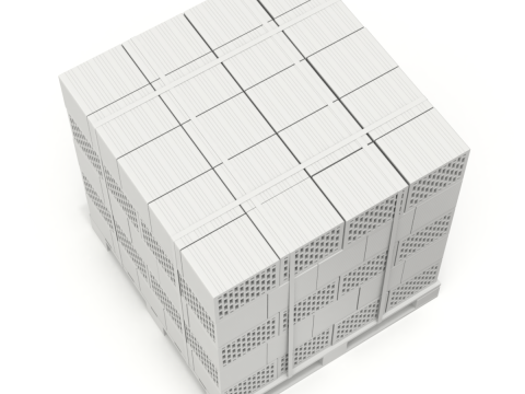 Hollow Clay Blocks and Wooden Pallet 3D Model