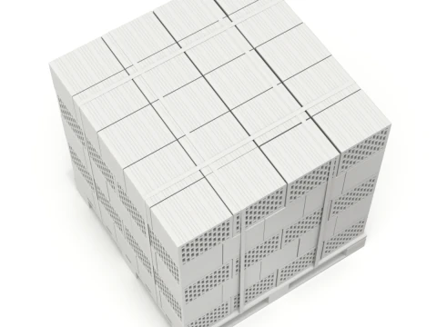 Hollow Clay Blocks and Wooden Pallet 3D Model