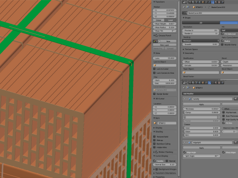 Hollow Clay Blocks and Wooden Pallet 3D Model