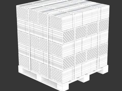 Hollow Clay Blocks and Wooden Pallet 3D Model