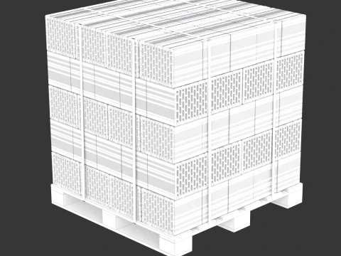 Hollow Clay Blocks and Wooden Pallet 3D Model