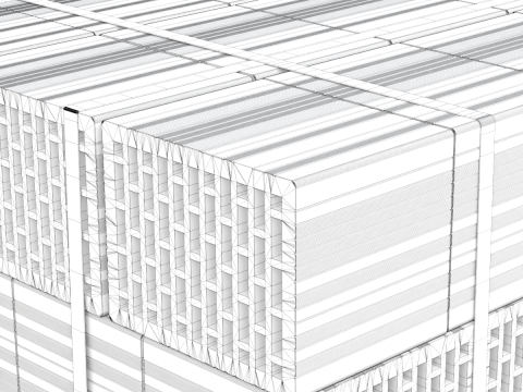 Hollow Clay Blocks and Wooden Pallet 3D Model