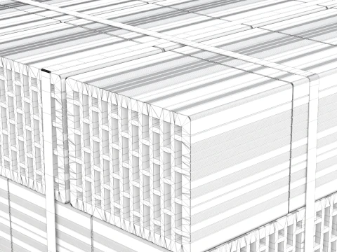 Hollow Clay Blocks and Wooden Pallet 3D Model
