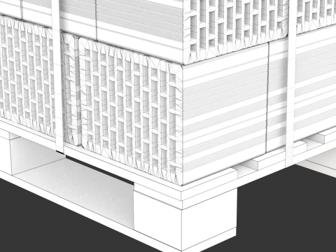 Hollow Clay Blocks and Wooden Pallet 3D Model